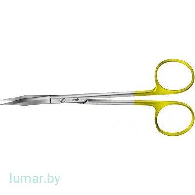 Ножницы для тенотомии, с твердосплавными вставками, деликатные, изогнутые, с 1 зазубренным лезвием, 130 мм, артикул - DO250R