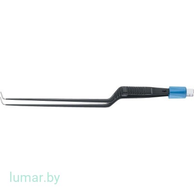 Пинцет CASPAR биполярный, концы изогнуты под 90° вниз, 1.0 мм, рабочая часть 120 мм, общая длина 215 мм, артикул - GK978R