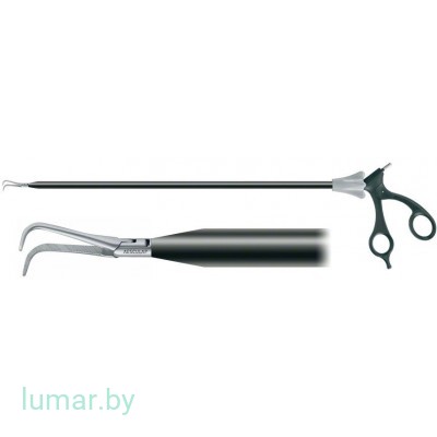 Зажим OVERHOLT диссекционный, с тонкими кончиками, изогнутыми на 90°, диам. 10 мм, 370 мм, артикул - PO219R