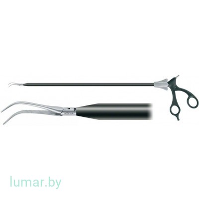 Зажим OVERHOLT диссекционный, с тонкими кончиками, изогнутыми на 60°, диам. 10 мм, 370 мм, артикул - PO220R