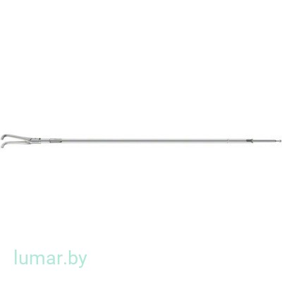 Рабочая часть инструмента - зажим OVERHOLT диссекционный, кончики браншей загнуты на 90°, диам. 10 мм, 310 мм, артикул - PO606R