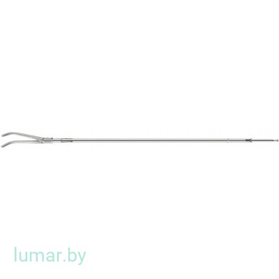 Рабочая часть инструмента - зажим OVERHOLT диссекционный, кончики браншей загнуты на 60°, диам. 10 мм, 310 мм, артикул - PO661R