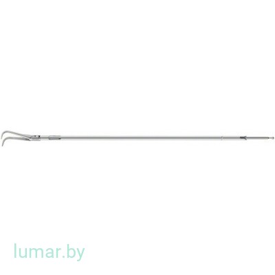 Рабочая часть инструмента - зажим OVERHOLT диссекционный, с тонкими кончиками, изогнутыми на 90°, диам. 10 мм, 370 мм, артикул - PO772R