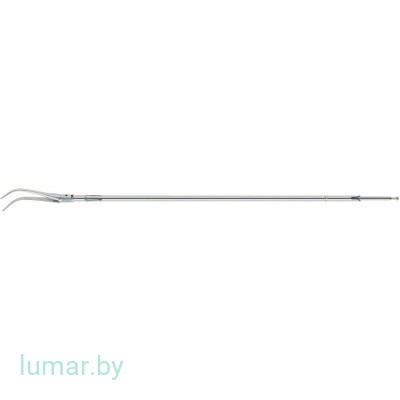 Рабочая часть инструмента - зажим OVERHOLT диссекционный, с тонкими кончиками, изогнутыми на 60°, диам. 10 мм, 370 мм, артикул - PO773R