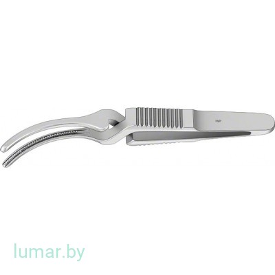 Зажим типа "бульдог", микрохирургический, атравматический, изогнутый, 20/60 мм, артикул - FB369R