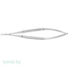 Микроножницы VANNAS  с поперечной насечкой на ручках, изогнутые, 160 мм