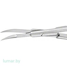 Микроножницы VANNAS  с поперечной насечкой на ручках, изогнутые, 160 мм