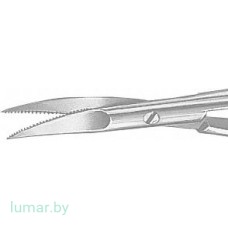 Микроножницы MILLESI  с поперечной насечкой на ручках, с зазубренными лезвиями, изогнутые, 160 мм