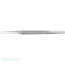 Пинцет для шовного материала, с круглыми ручками, изогнутый, 0.6 мм, 180 мм