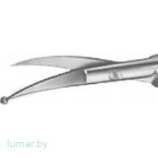 Микроножницы MUELLER изогнутые, 1 острое лезвие / 1 лезвие с шарообразным наконечником, 120 мм