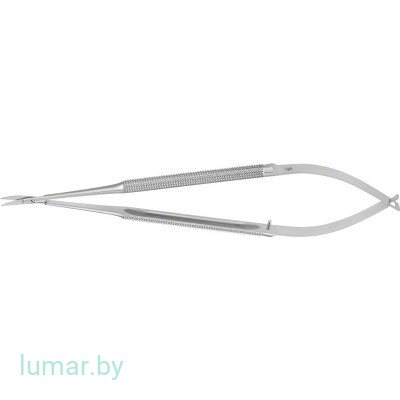 Микроножницы с круглыми ручками, деликатные лезвия, изогнутые на плоскости, 165 мм, артикул - FM481R
