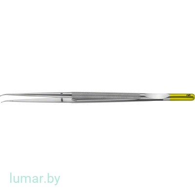 Микропинцет DIADUST с алмазным напылением, с кольцеобразными концами диам. 1 мм, изогнутый, 210 мм, артикул - FM575R