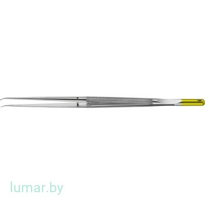 Микропинцет DIADUST с алмазным напылением, с кольцеобразными концами диам. 1 мм, изогнутый, 230 мм, артикул - FM577R