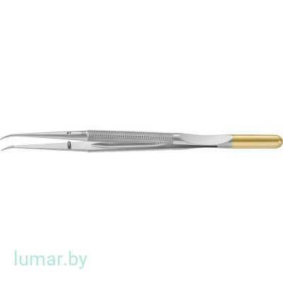 Микропинцет DIADUST с алмазным напылением, с плоскими концами, изогнутый, 150 мм, артикул - FM581R