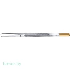 Микропинцет DIADUST с алмазным напылением, с плоскими концами, изогнутый, 185 мм