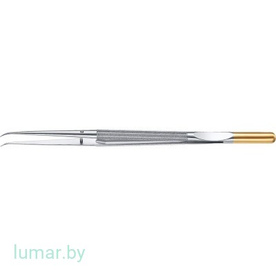 Микропинцет DIADUST с алмазным напылением, с плоскими концами, изогнутый, 185 мм, артикул - FM583R