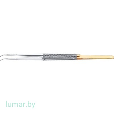 Микропинцет DIADUST с алмазным напылением, с кольцеобразными концами диам. 1 мм, изогнутый, 185 мм, артикул - FM587R