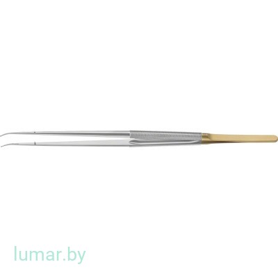 Микропинцет DIADUST с алмазным напылением, с кольцеобразными концами диам. 1 мм, изогнутый, 210 мм, артикул - FM589R