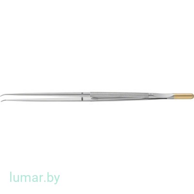 Микропинцет DIADUST с алмазным напылением, с плоскими концами, изогнутый, 250 мм, артикул - FM593R