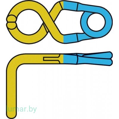 Аневризмоклипса YASARGIL титановая, временная, с фенестрацией диам. 3.5 мм, изогнутая под прямым углом, длина бранш 7.5 мм, артикул - FT114T