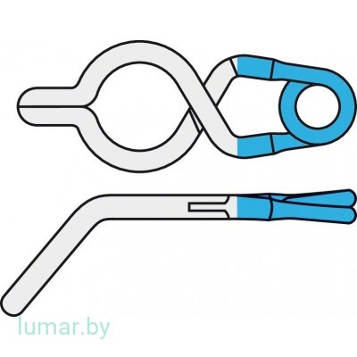 Аневризмоклипса YASARGIL титановая, постоянная, стандартная, с фенестрацией диам. 5.0 мм, с коленообразным изгибом, длина бранш 7.5 мм, артикул - FT652T