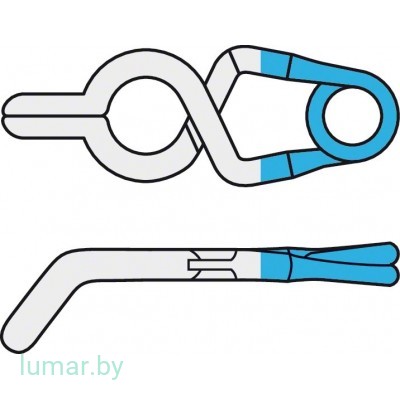 Аневризмоклипса YASARGIL титановая, стандартная, постоянная, с фенестрацией диам. 3.5 мм, с коленообразным изгибом, длина бранш 3 мм, артикул - FT902T