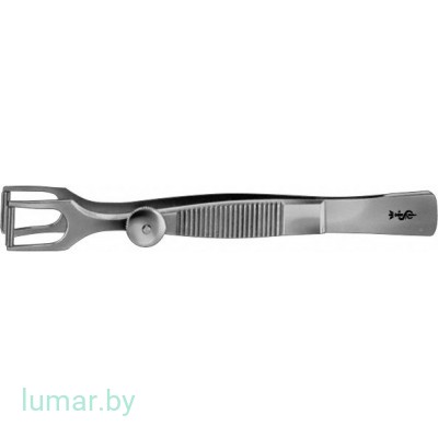 Зажим для колумеллы, с фиксатором и регулировочным винтом, 100 мм, артикул - OL010R