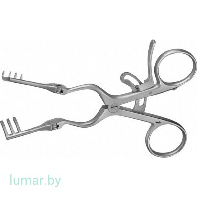 Ретрактор ADSON-BABY 3х4 зуба, с подвижными браншами, 140 мм, артикул - BV085R