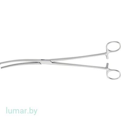 Зажим KOCHER-OCHSNER изогнутый, 1х2 зуба, 280 мм, артикул - BH655R